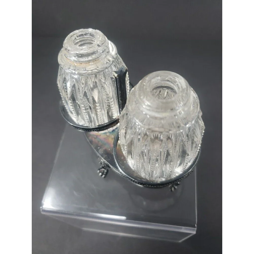 Antique Westmoreland Salt Pepper Shakers James Tufts Lion Head Foot 1890s *READ*